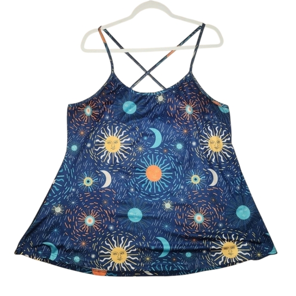 Stars Moon Criss Cross Tank Top Spaghetti Strap Camisole 2x - Picture 4 of 5